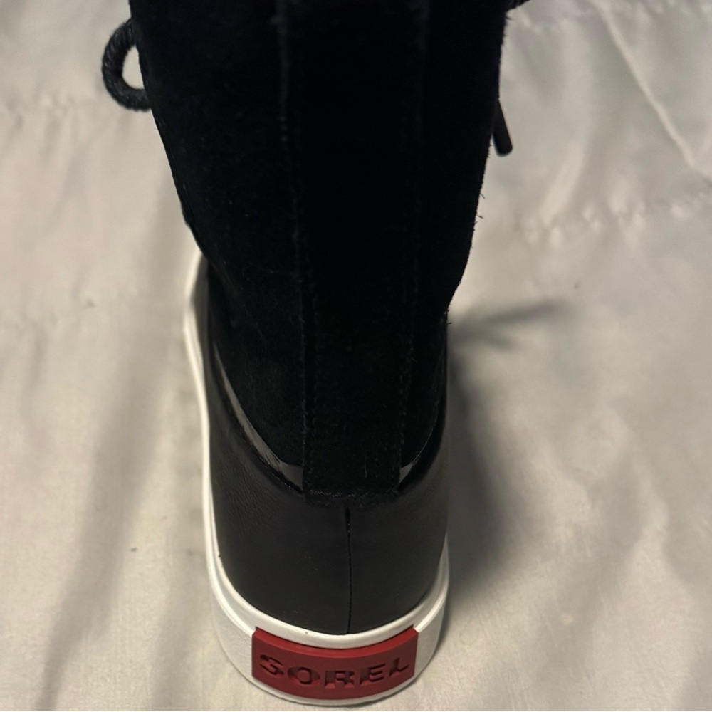 Sorel Women's Joan of Arctic Leather & Suede Winter Boot Black Sea Salt, US 8.5 - Picture 4 of 9